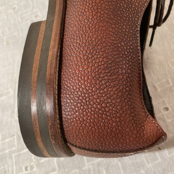 JP/David Chocolate Cap Semi Point Toe Cognac Pebble Leather Structured Lace Up main image 4